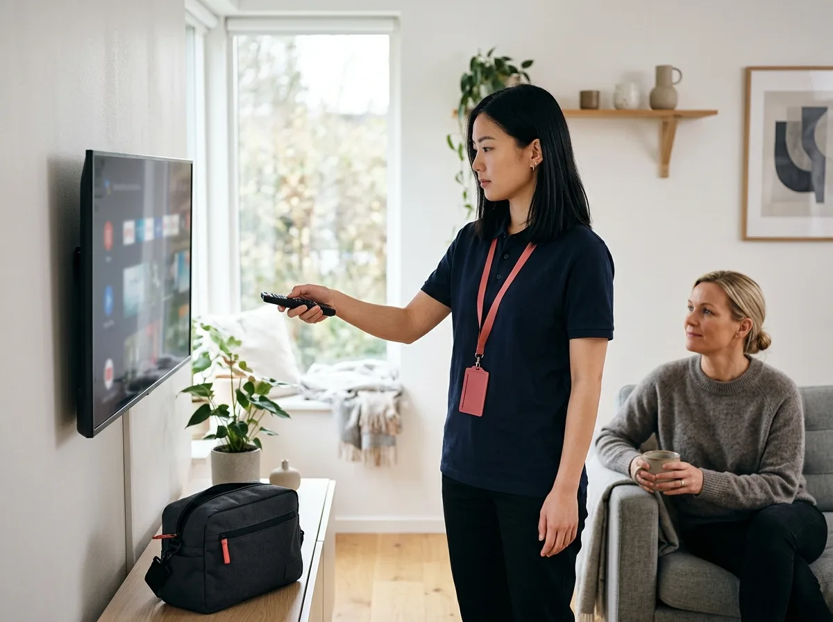 TechBuddy-tekniker installerar LG TV